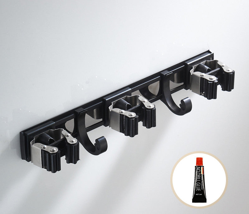 SpaceGrip™ Stainless Steel Wall-Mounted Broom & Mop Organizer